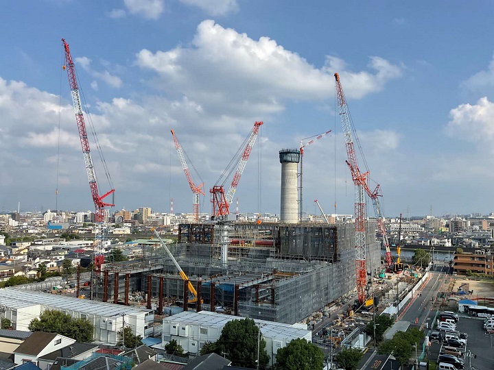 江戸川清掃工場建替工事全景写真(令和7年8月25日)