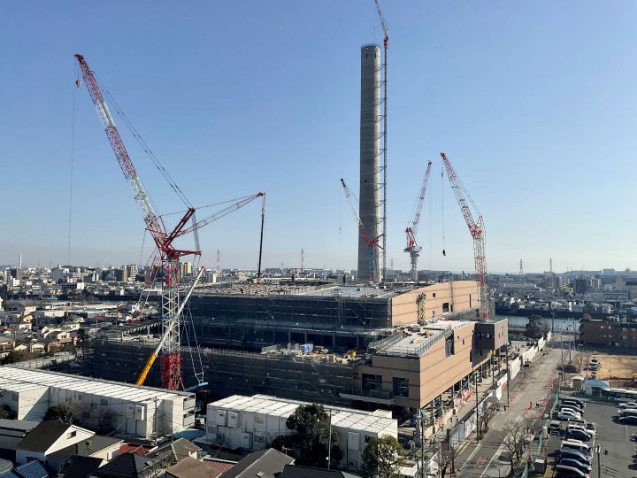 江戸川清掃工場建替工事全景写真（令和8年1月27日）